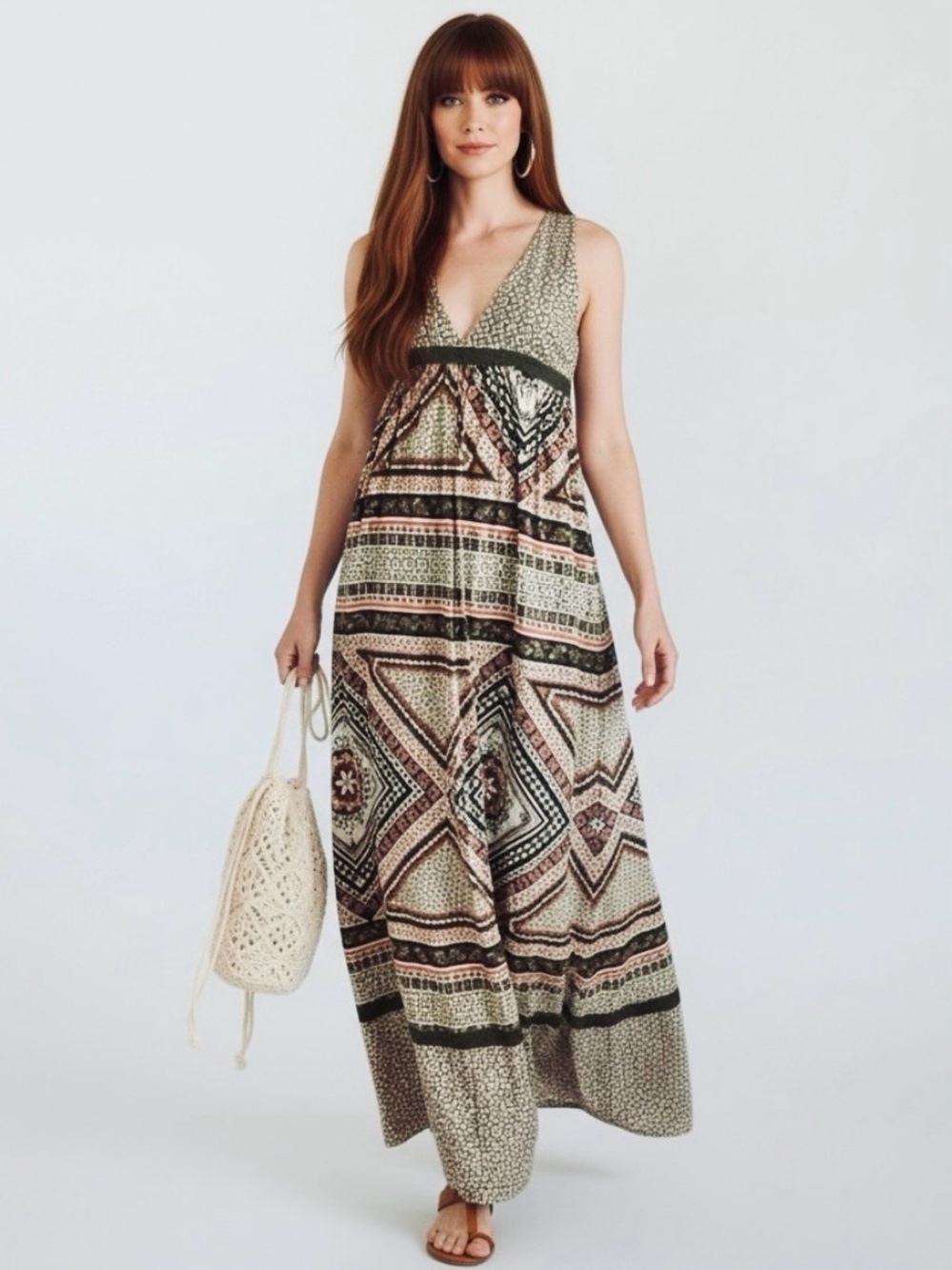 Vintage Boho Cottagecore Summer Maxi Dress